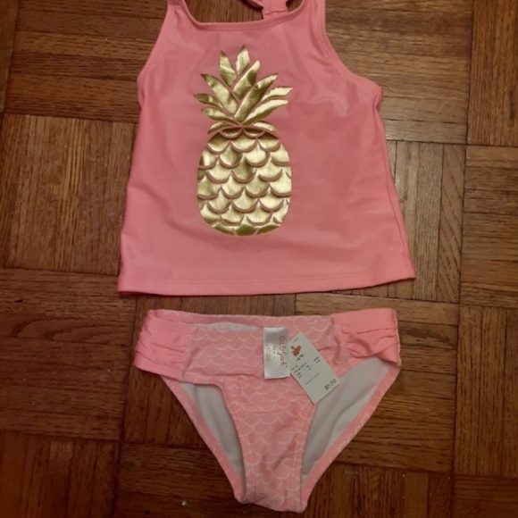 Cat & Jack Other - New Girls size 4/5 pineapple tankini 2 pc swinsuit
